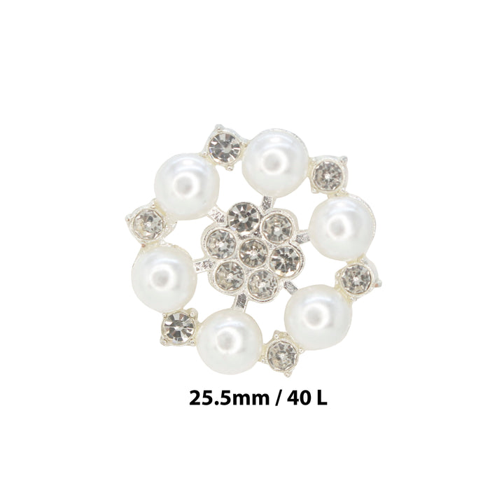 Pearl Floral Style Silver Buttons