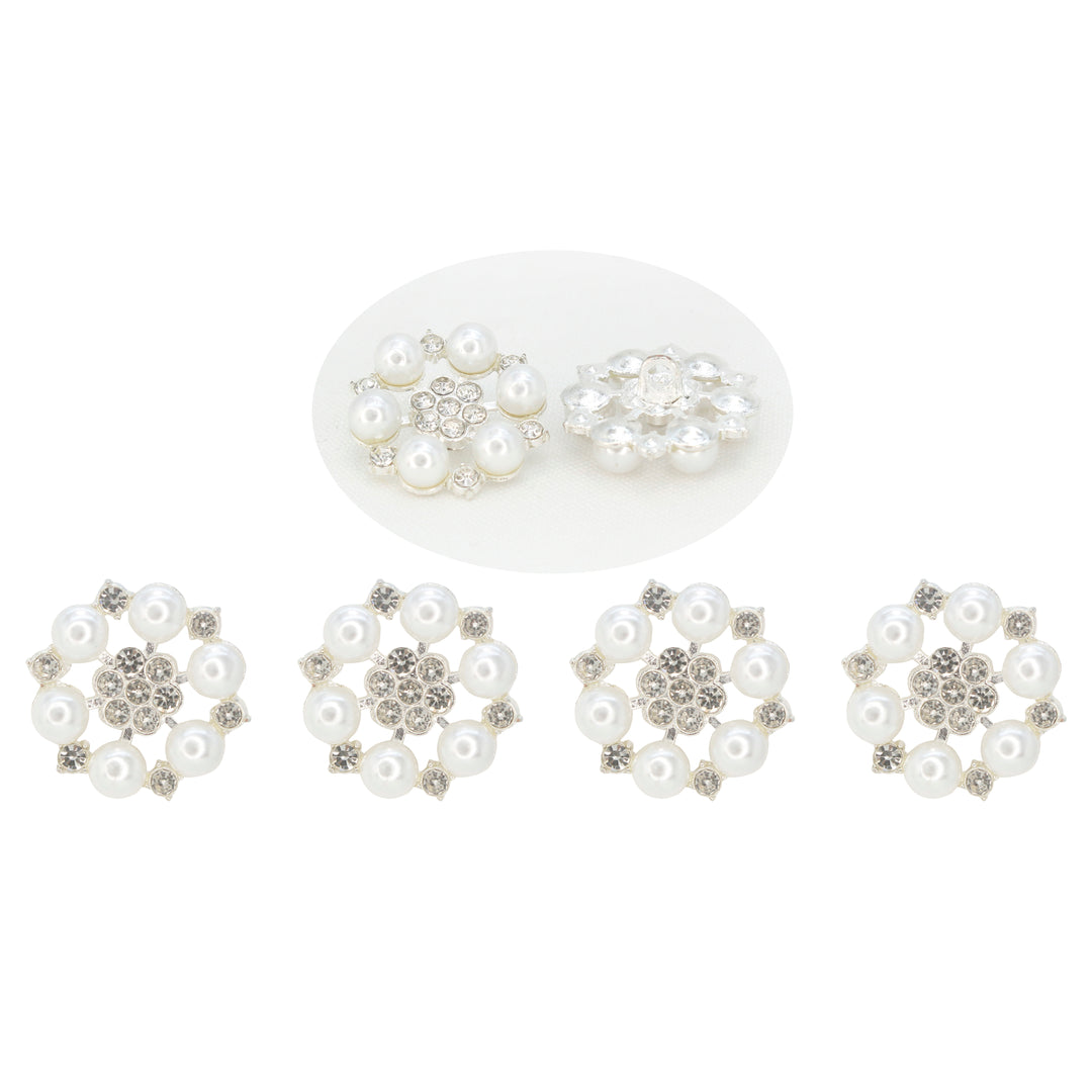 Pearl Floral Style Silver Buttons