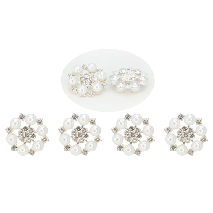 Pearl Floral Style Silver Buttons