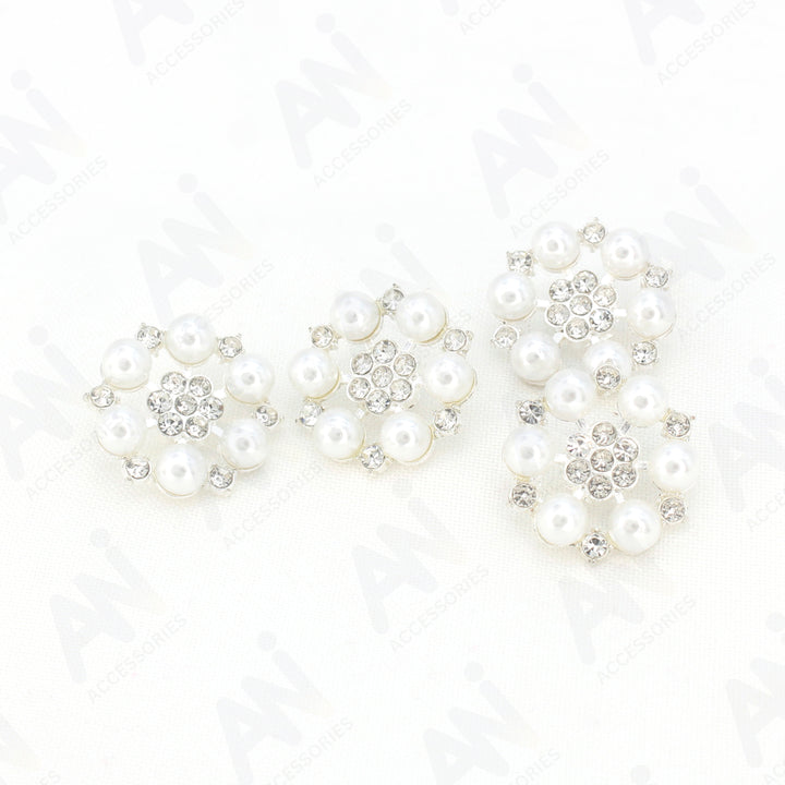 Pearl Floral Style Silver Buttons