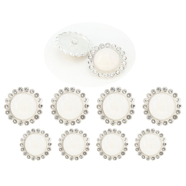 Pearl Rhinestone Shank Metal Buttons