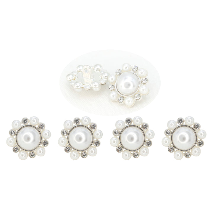 Elegant Dome Pearl Rhinestone Metal Buttons