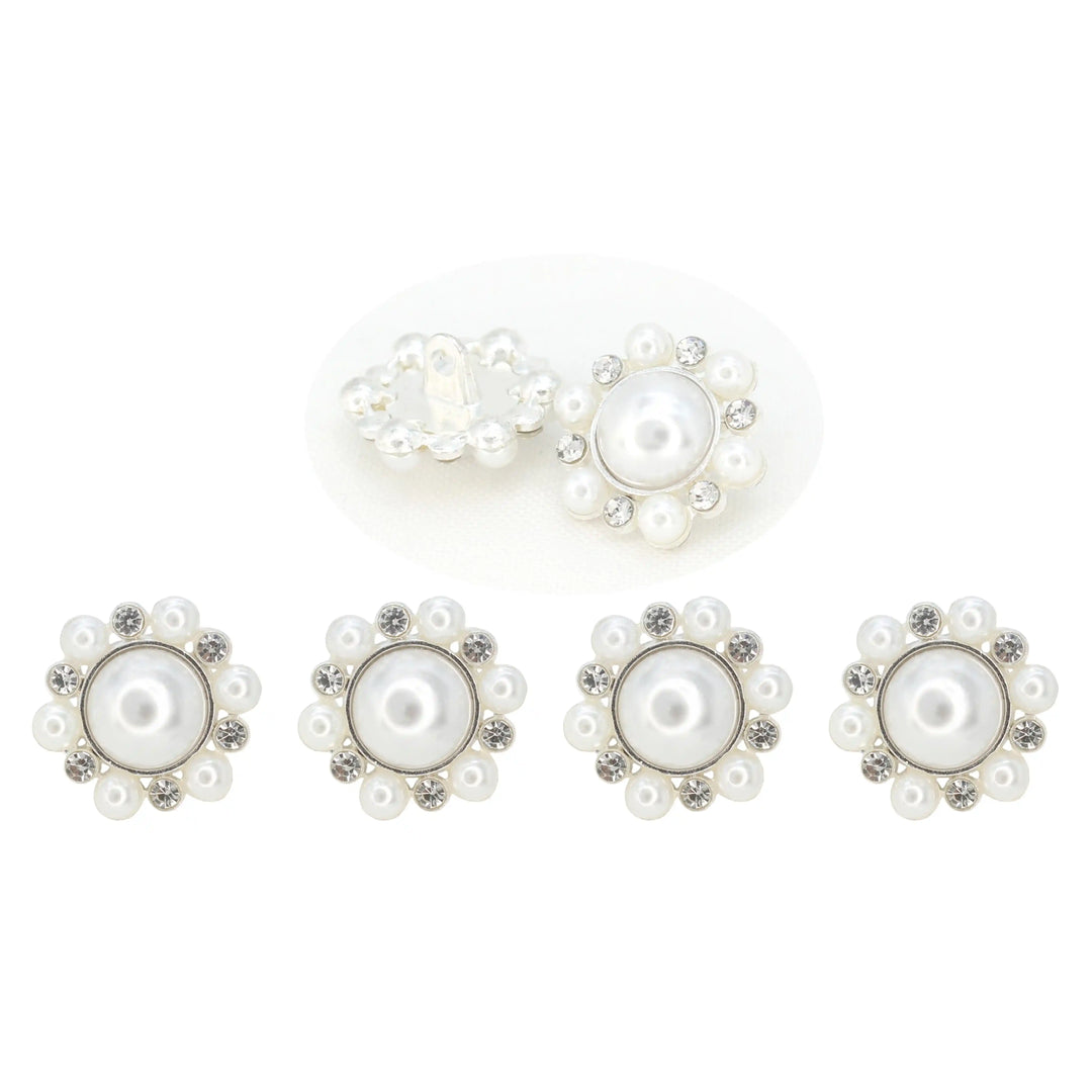 Elegant Dome Pearl Rhinestone Metal Buttons | 20mm(32L)