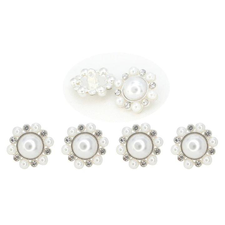 Elegant Dome Pearl Rhinestone Metal Buttons | 20mm(32L)