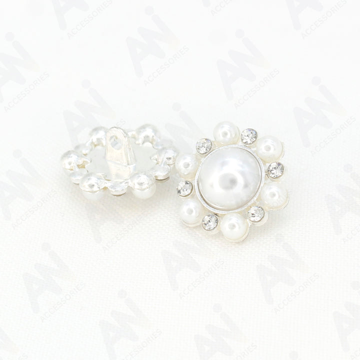 Elegant Dome Pearl Rhinestone Metal Buttons