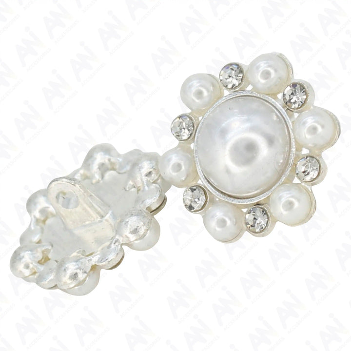 Elegant Dome Pearl Rhinestone Metal Buttons | 20mm(32L)