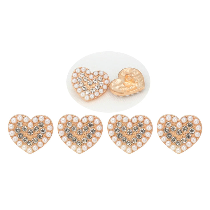 Heart Shape Pearl Rhinestone Metal Buttons | 20mm(32L)