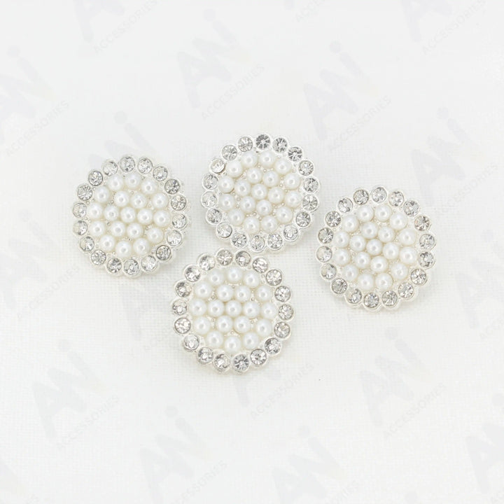 Floral Style Pearl Rhinestone Buttons | 19mm(30L)
