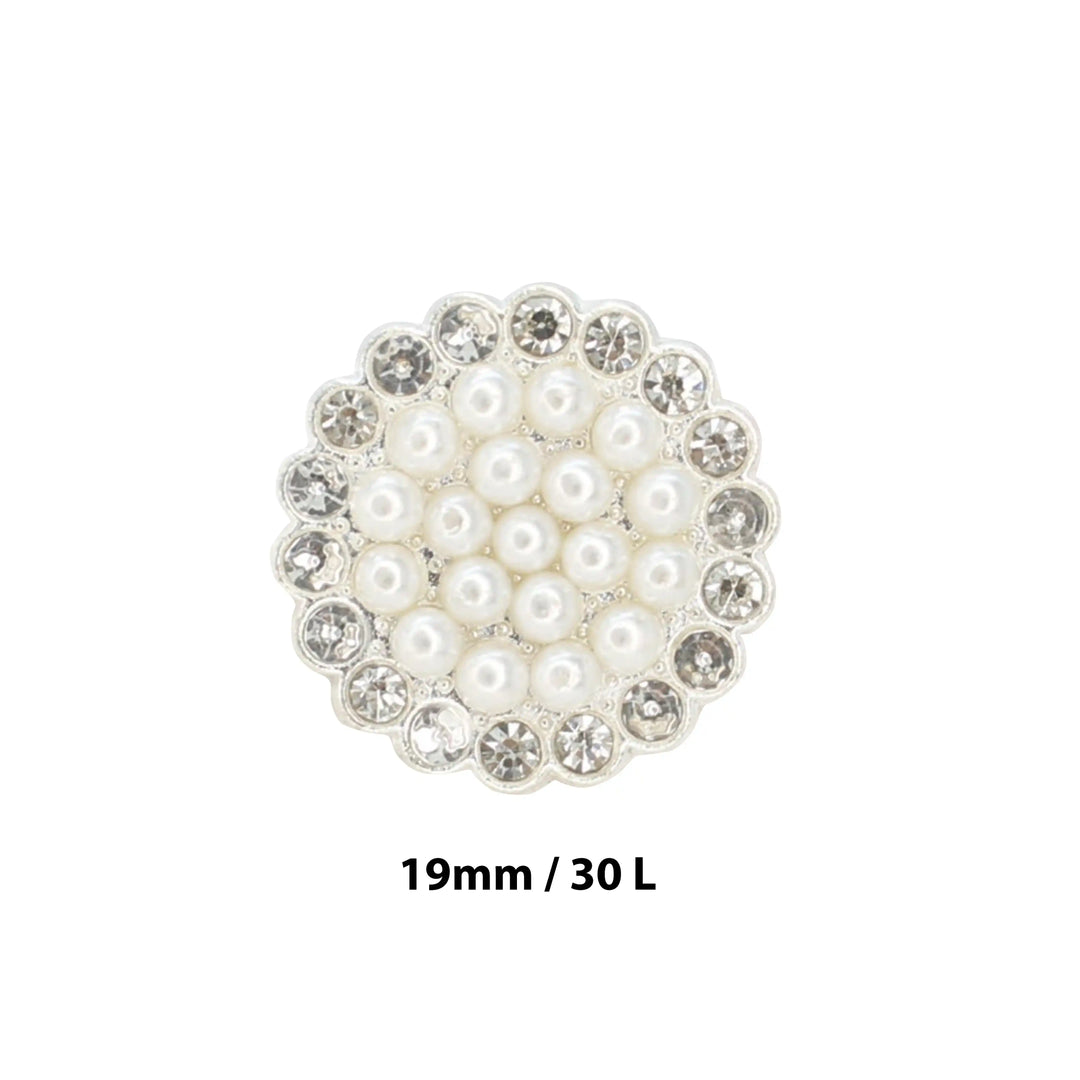 Floral Style Pearl Rhinestone Buttons | 19mm(30L)