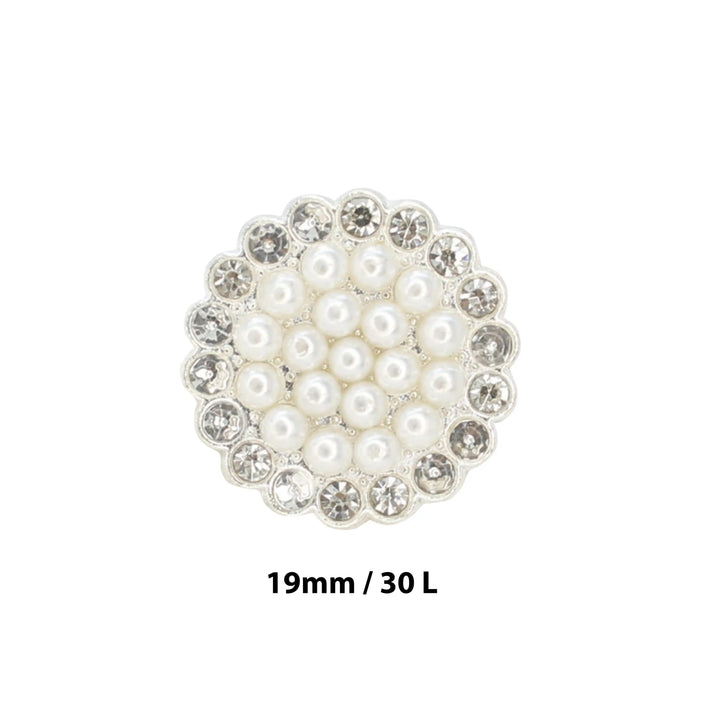 Floral Style Pearl Rhinestone Buttons | 19mm(30L)