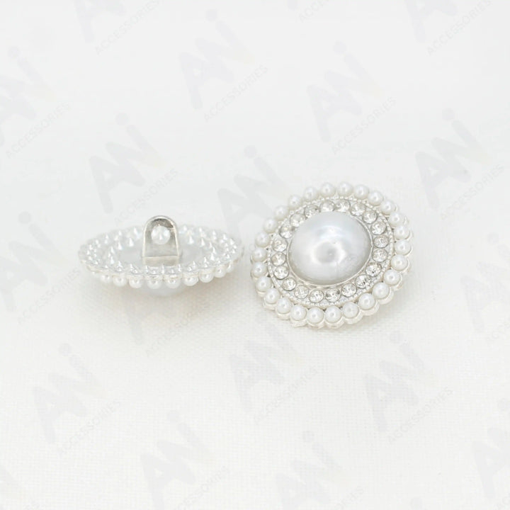 Circular Border Dome Style Pearl Buttons | 22mm(34L)