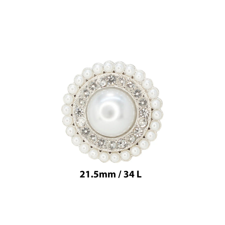 Circular Border Dome Style Pearl Buttons | 22mm(34L)