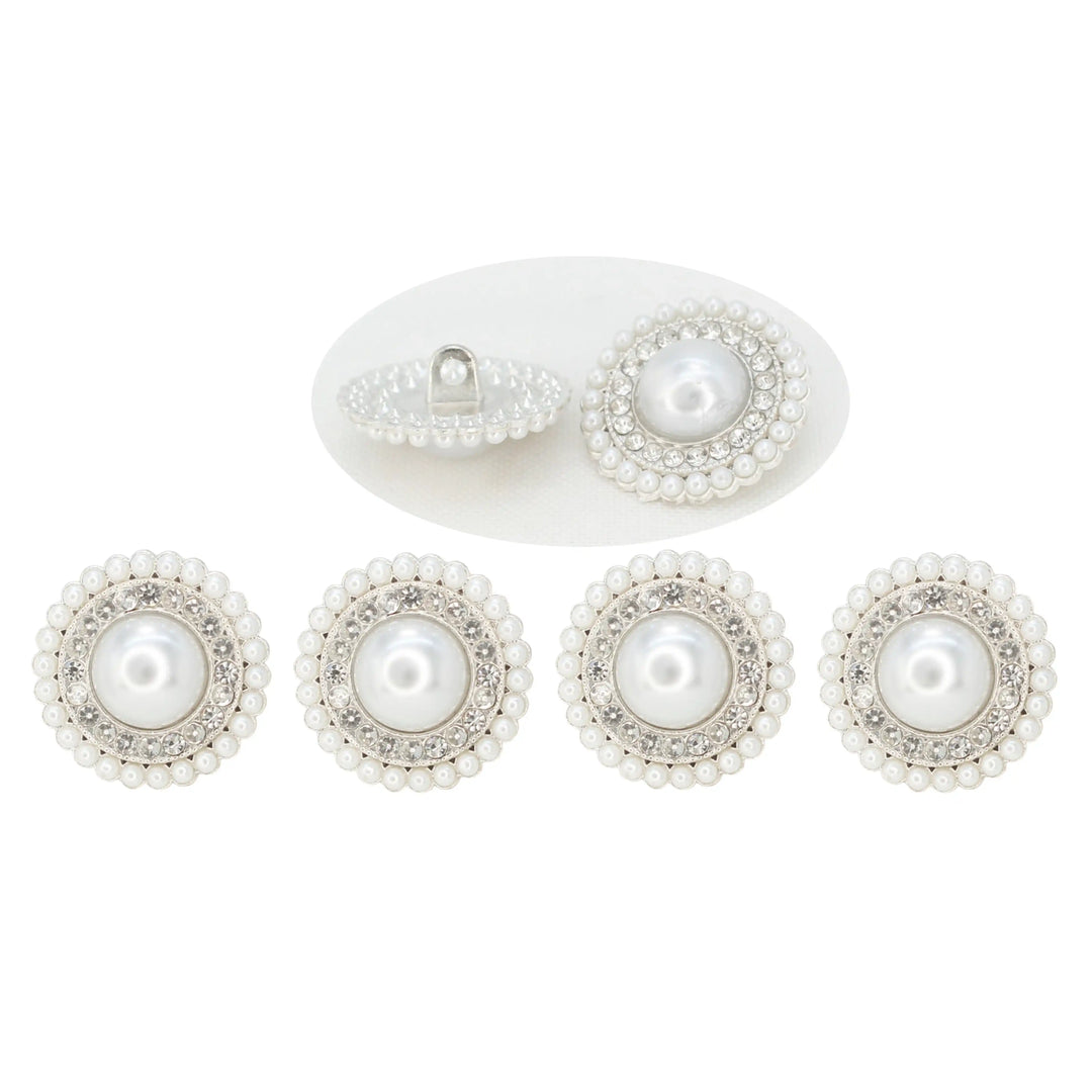Circular Border Dome Style Pearl Buttons | 22mm(34L)