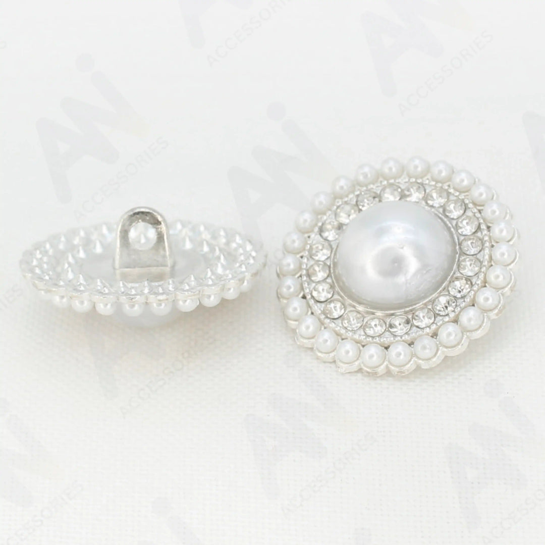 Circular Border Dome Style Pearl Buttons | 22mm(34L)