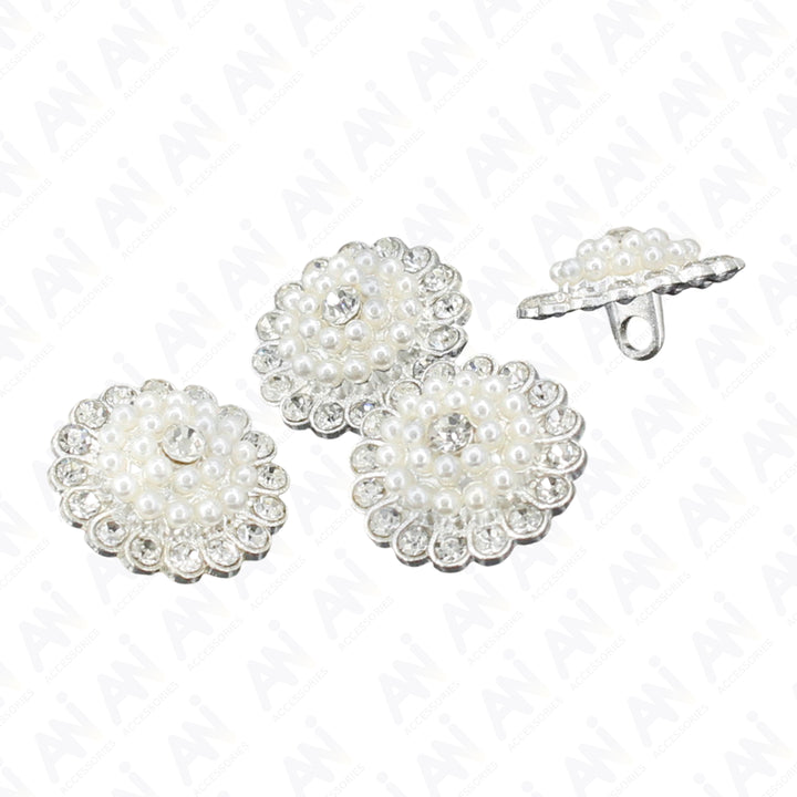 Silver Dome Style Pearl Metal Buttons