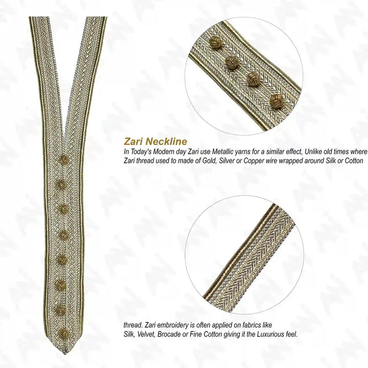 V Shape Zari  Neckline