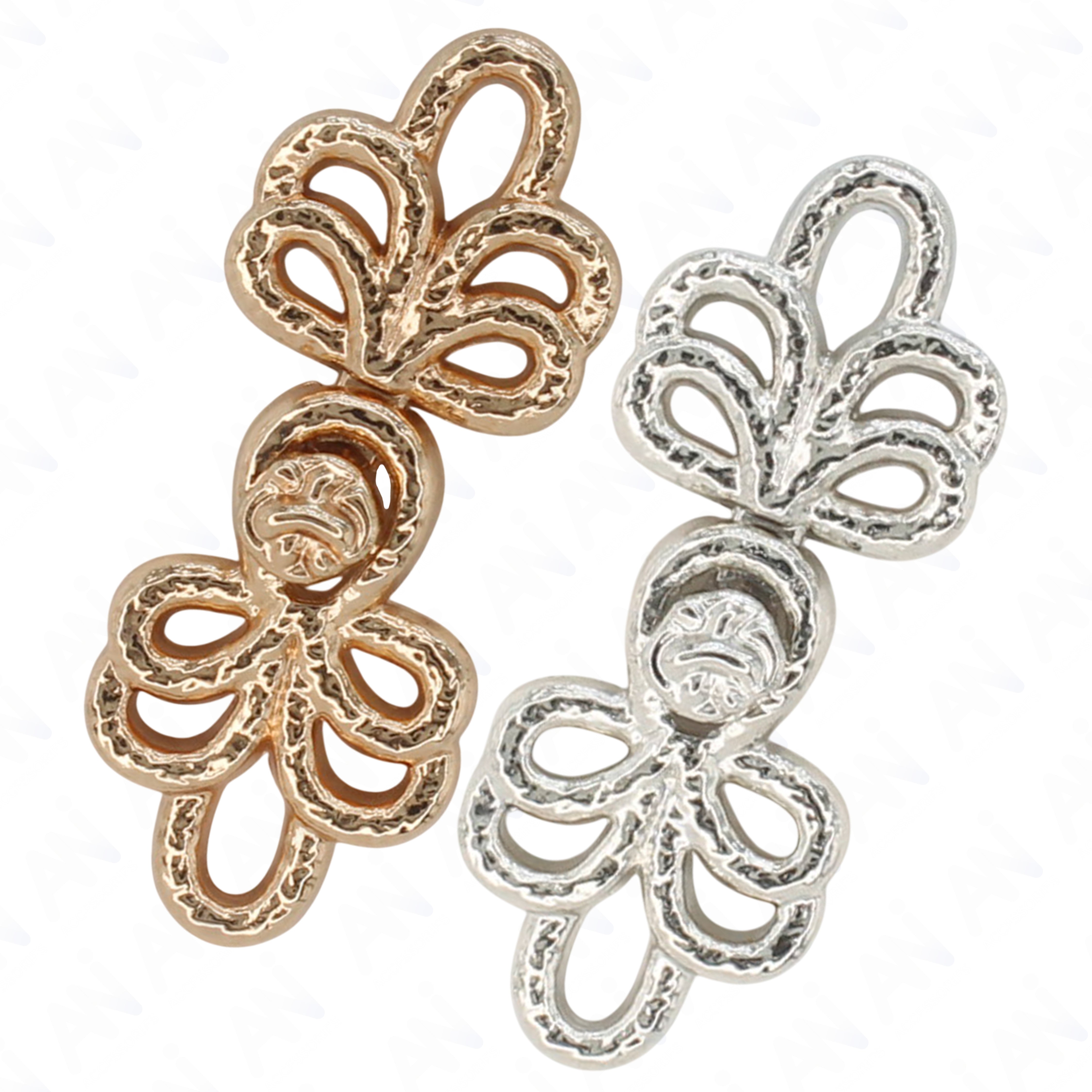 2 Pair | Filigree flourish Frog closure metal button – Ani Accessories