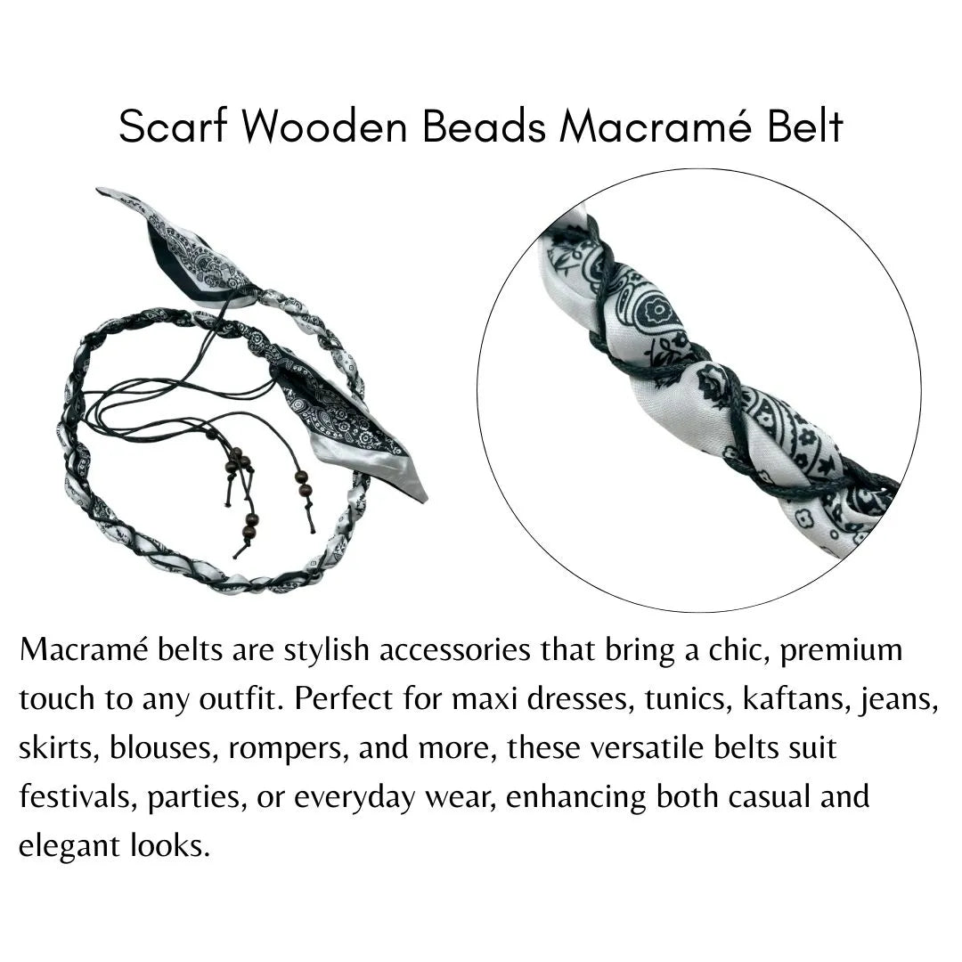 Braided Bandana Scarf Tassel Belt