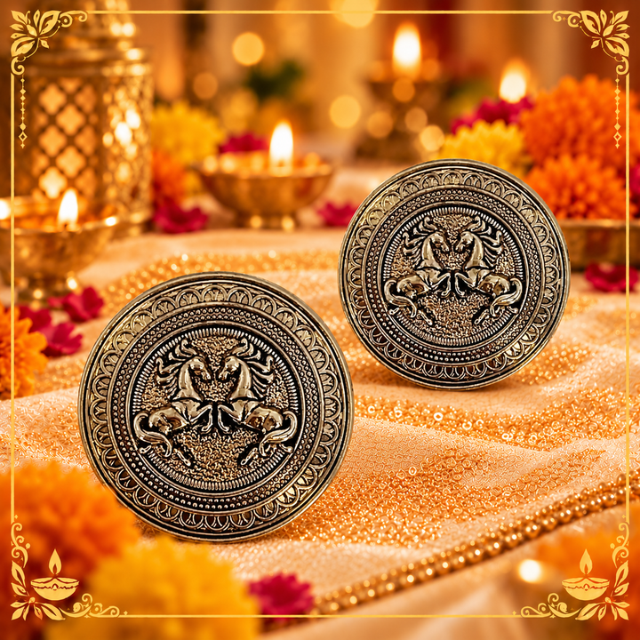 Embossed Dual-Horse Metal Buttons