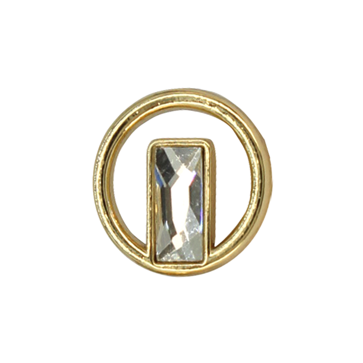 Rectangular Diamond in Circular Frame Metal Button (Pack of 8 )