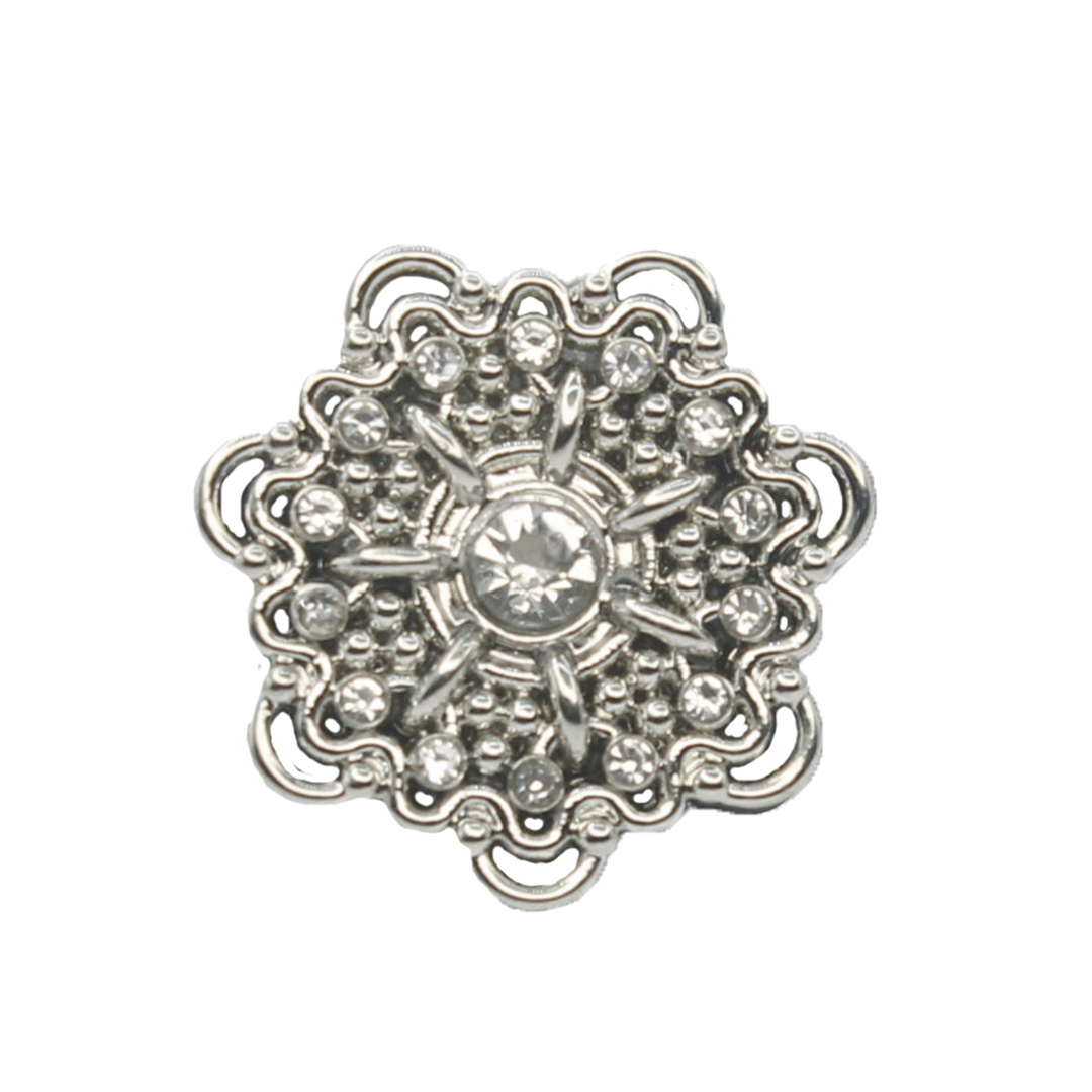 Gold Floral Metal Button with Diamond and Pearl Accents