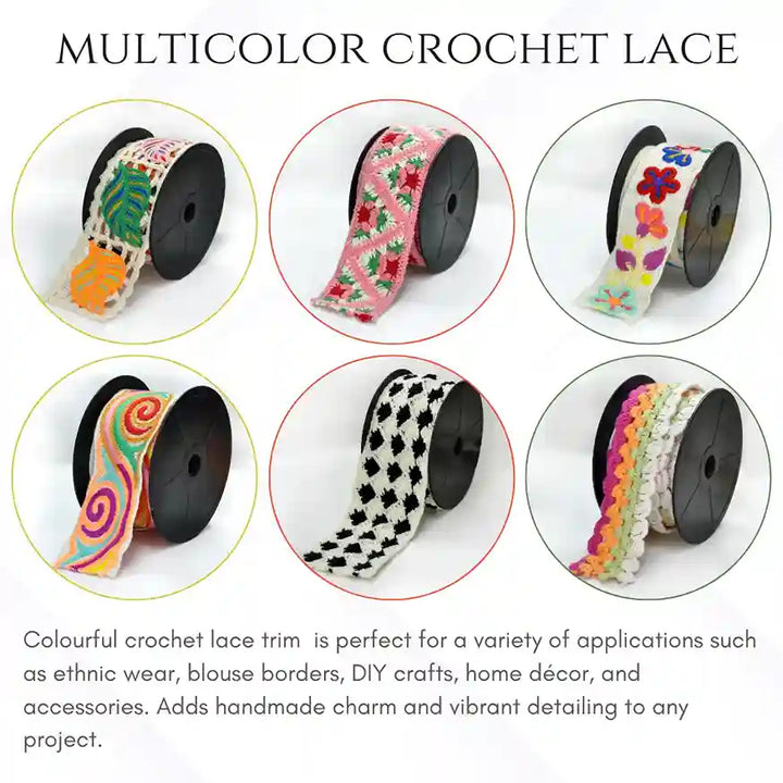 Multicolor Crochet Lace Trim | 2 Meters