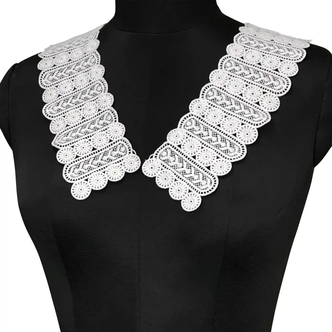 Pair of dyeable spun poly motif strip patches by Ani Accessories, ideal for sewing, dyeing and garment customization.