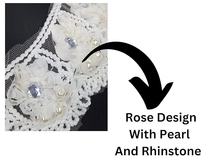 Pearl rhinestone diamond dyeable shoulder neckline for women dresses and designer wear