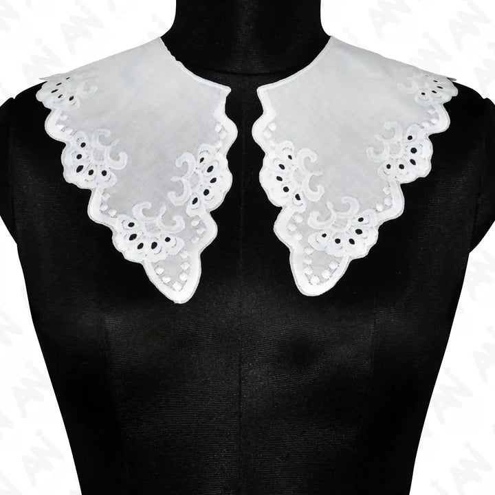 Peter Pan Cutwork Neck Collar by Ani Accessories with intricate floral detailing for dresses and blouse styling looks