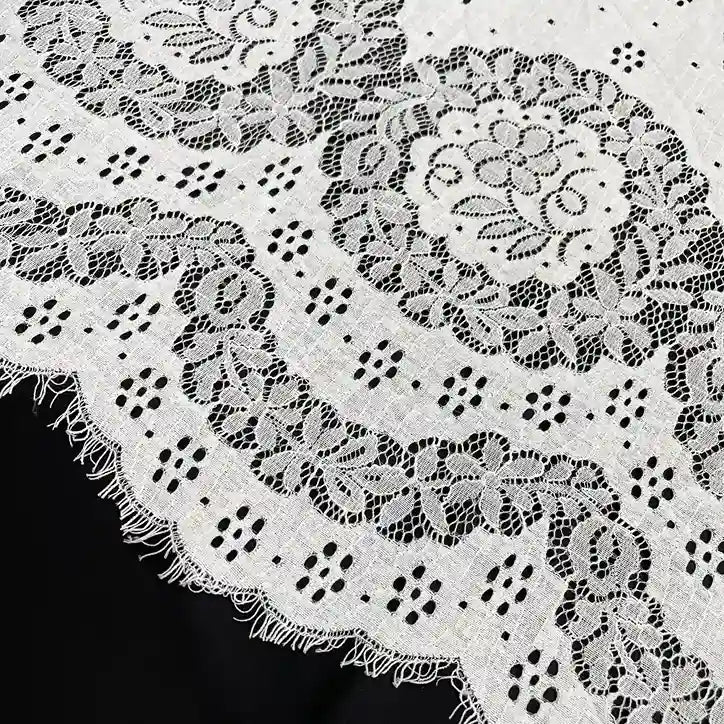 Premium 60 inch French dyeable fabric with medallion embroidery by Ani Accessories for luxury apparel