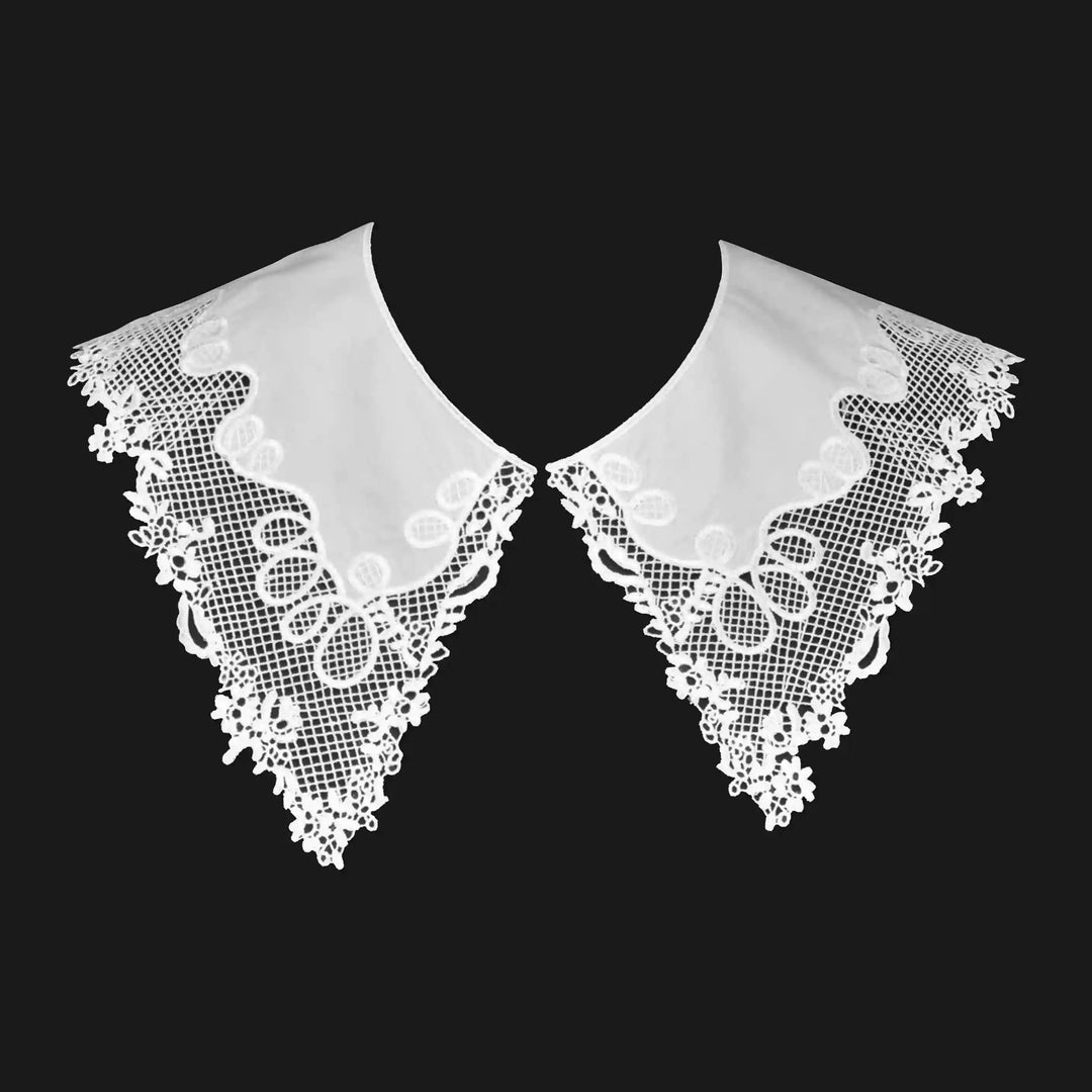 Premium Pilgrim Flower Peter Pan collar showcasing refined floral stitching and curved edge trim