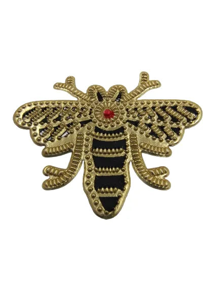 Premium Zardosi inspired bee iron on patch by Ani Accessories for shirts, T-shirts, denim fashion & more