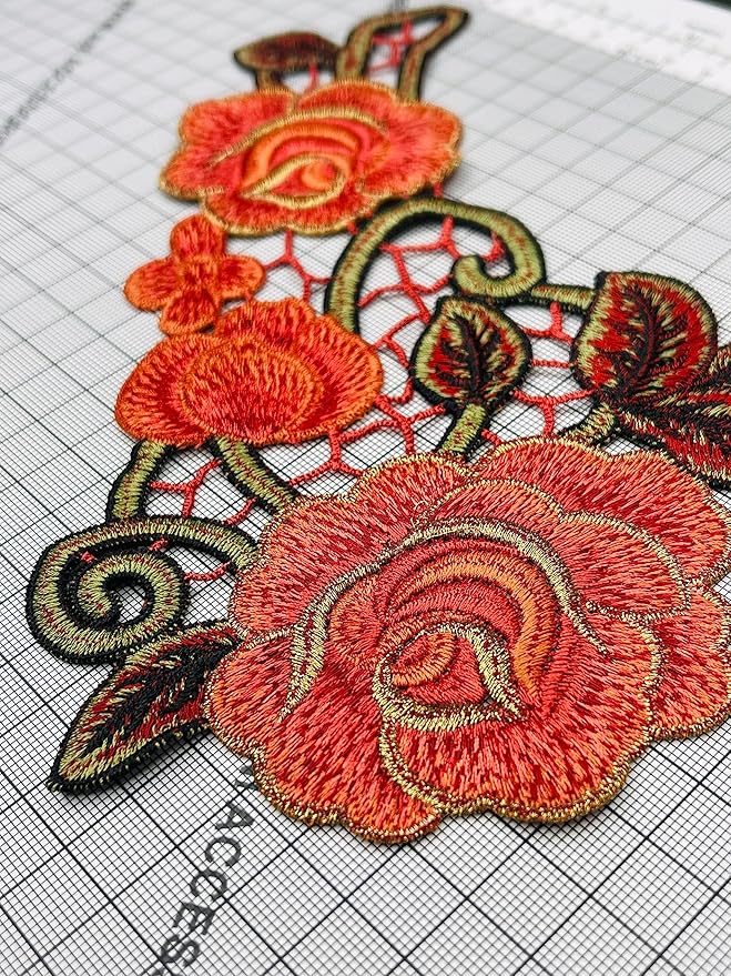 Premium elegant roses floral neckline with intricate embroidery enhancing ethnic and fusion outfits