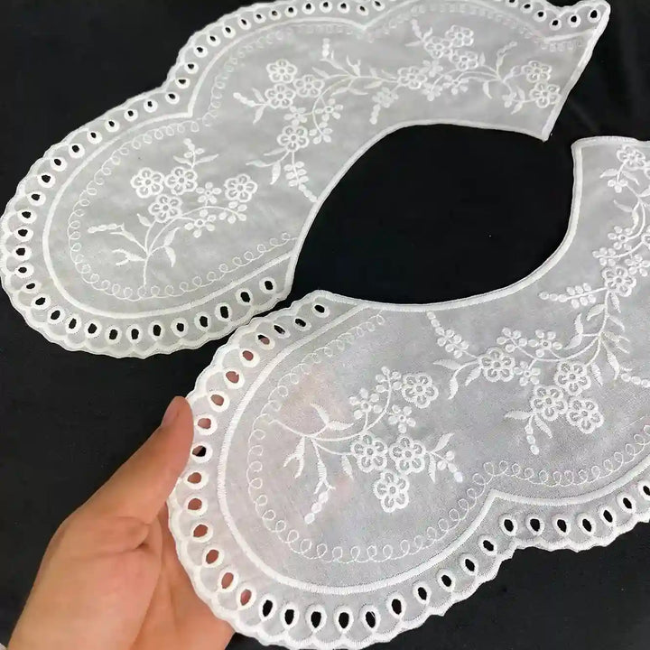 Premium embroidered Peter Pan collar applique for dress, gown and blouse fashion detailing