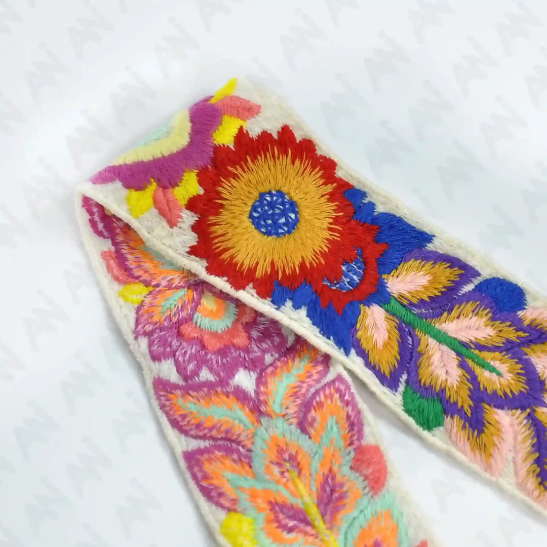 Premium folk embroidery lace trim for bridal & festive wear by Ani Accessories – elegant handcrafted finish