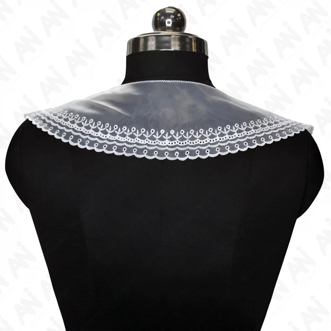 Premium net neck collar with floral border by Ani Accessories with fine embroidery and soft net fabric.