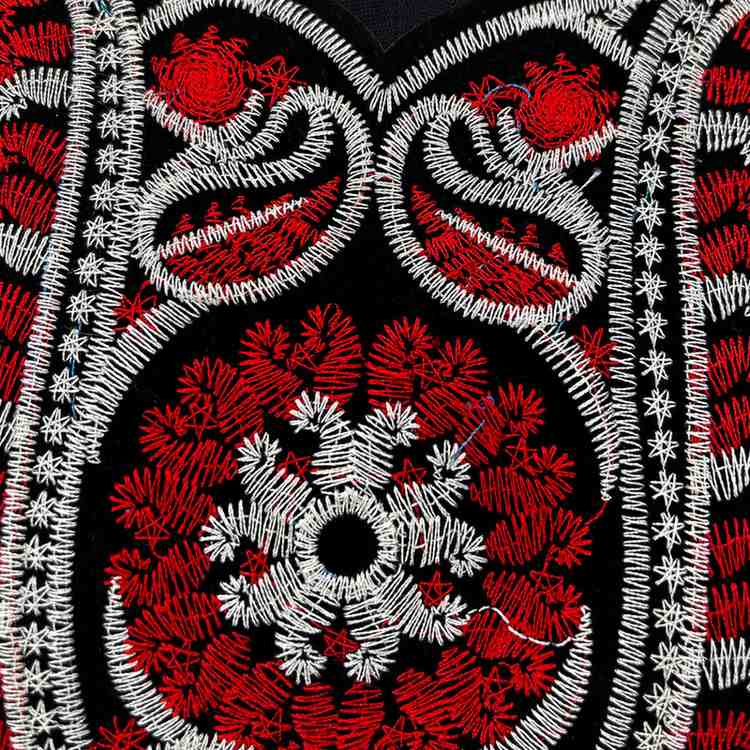 Premium red color embroidered neckline by Ani Accessories with classic ethnic design for dresses and kurti styling