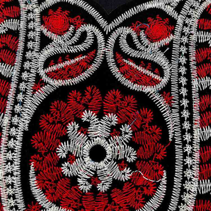 Premium red color embroidered neckline by Ani Accessories with classic ethnic design for dresses and kurti styling