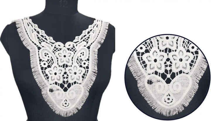 Premium royal lace neckline applique featuring intricate patterns and a regal finish by Ani Accessories
