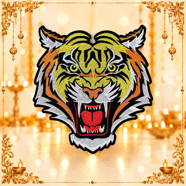 Fierce Roaring Tiger Head Embroidery Patch | SKU_P-1