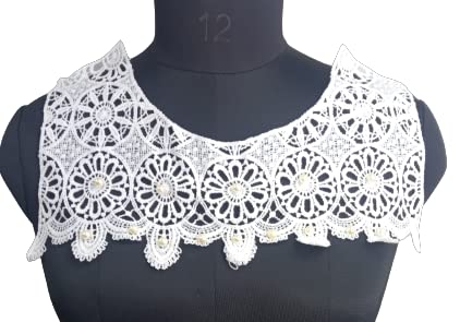 Round neckline with floral cut work design by Ani Accessories on women’s dresses, kurtis, and blouses, showcasing elegant charm.