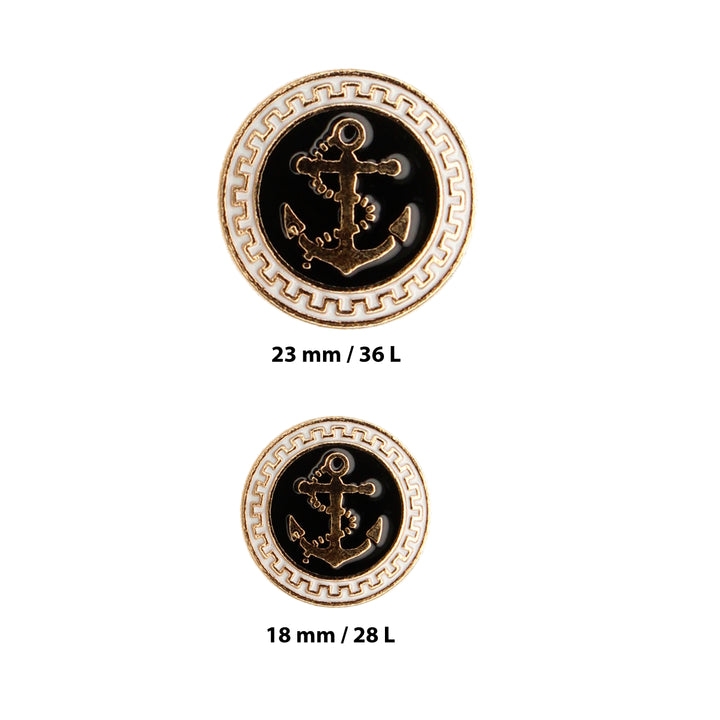 Gold and Black Anchor Shank Metal Button ( 6 Big + 6 Small)