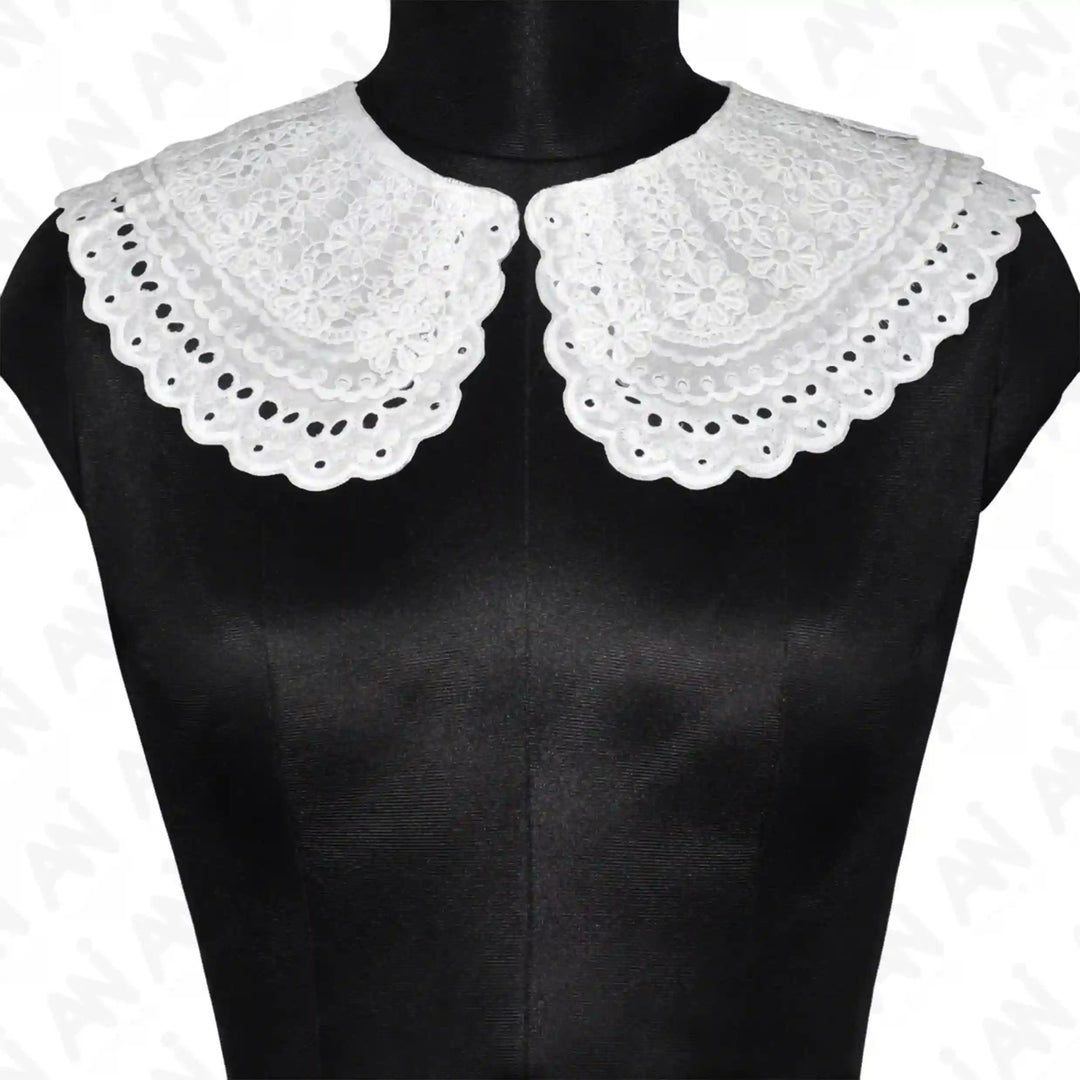 Scalloped Edge Lace Neck Collar by Ani Accessories with delicate trim for dresses, kurtis and blouse styling looks