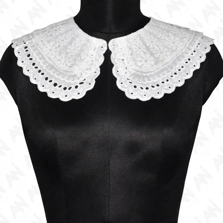 Scalloped Edge Lace Neck Collar by Ani Accessories with delicate trim for dresses, kurtis and blouse styling looks