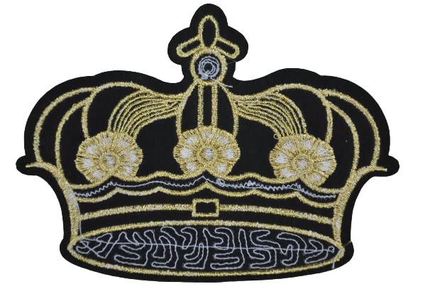 Sequins Imperial Crown Patch by Ani Accessories, backside showing detailed embroidery and sequins, premium royal applique for fashion outfits