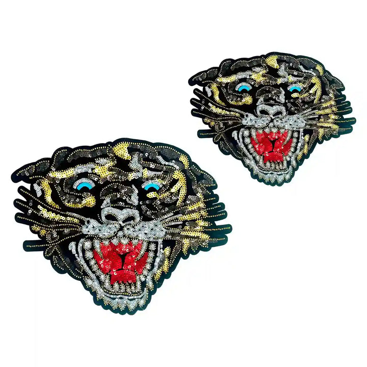 Sequins Tiger Patch by Ani Accessories, detailed applique for jackets, bags, clothing, and DIY fashion projects