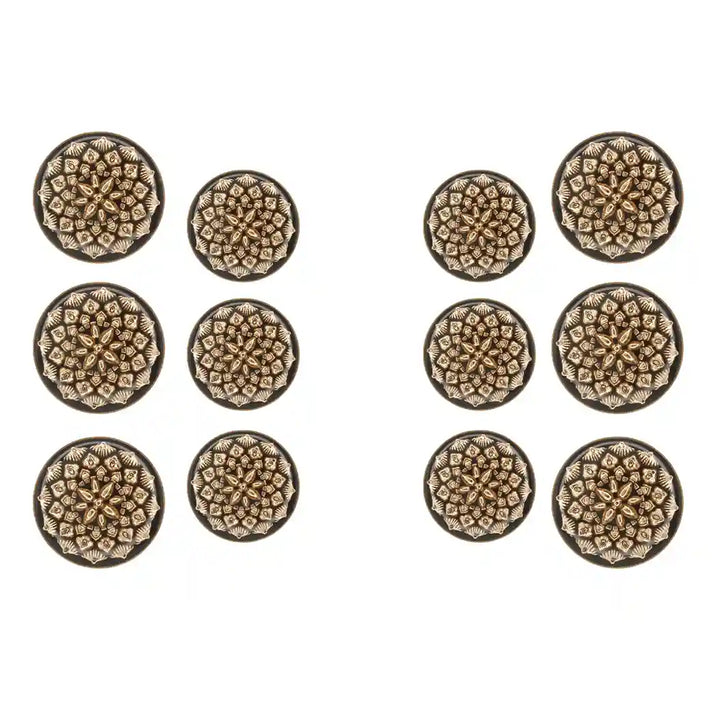 Set of 12 Shank Metal Buttons by Ani Accessories includes 8 big and 8 small buttons. Perfect for a coat, blazer and sherwani.
