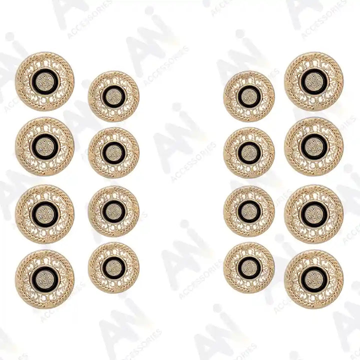 Set of 16 Decorative Metal Buttons with Rhinestone Accents by Ani Accessories deal for coats, evening wear, and power suits.