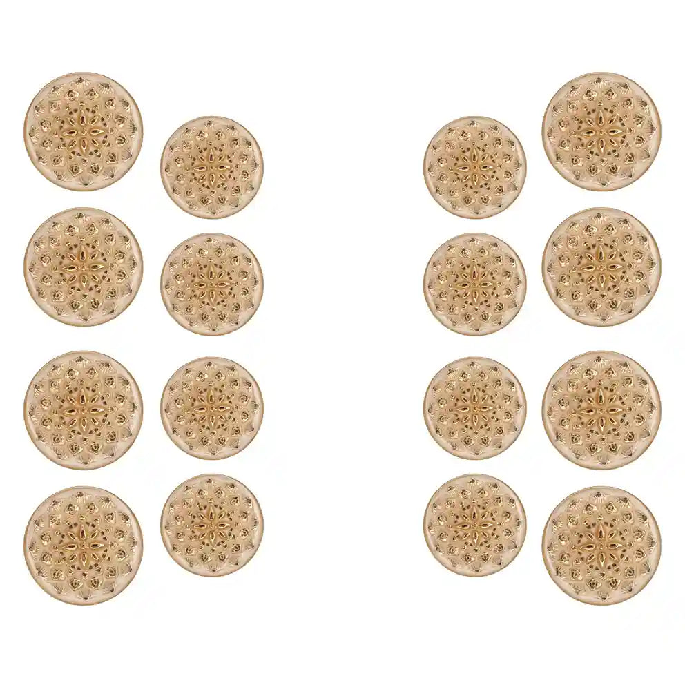 Set of 16 classy gold buttons by Ani Accessories, perfect for a black coat, white coat, sherwani, and other outfits.