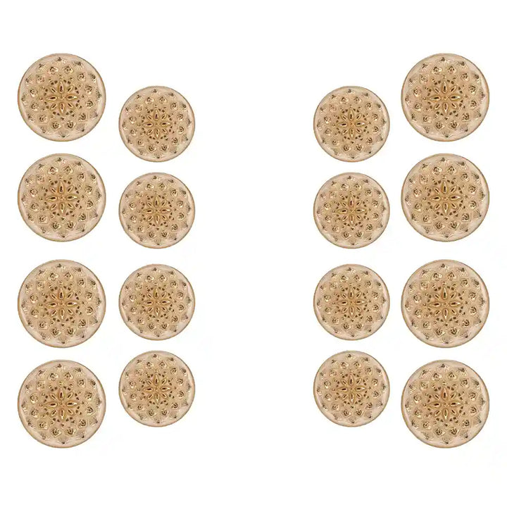 Set of 16 classy gold buttons by Ani Accessories, perfect for a black coat, white coat, sherwani, and other outfits.